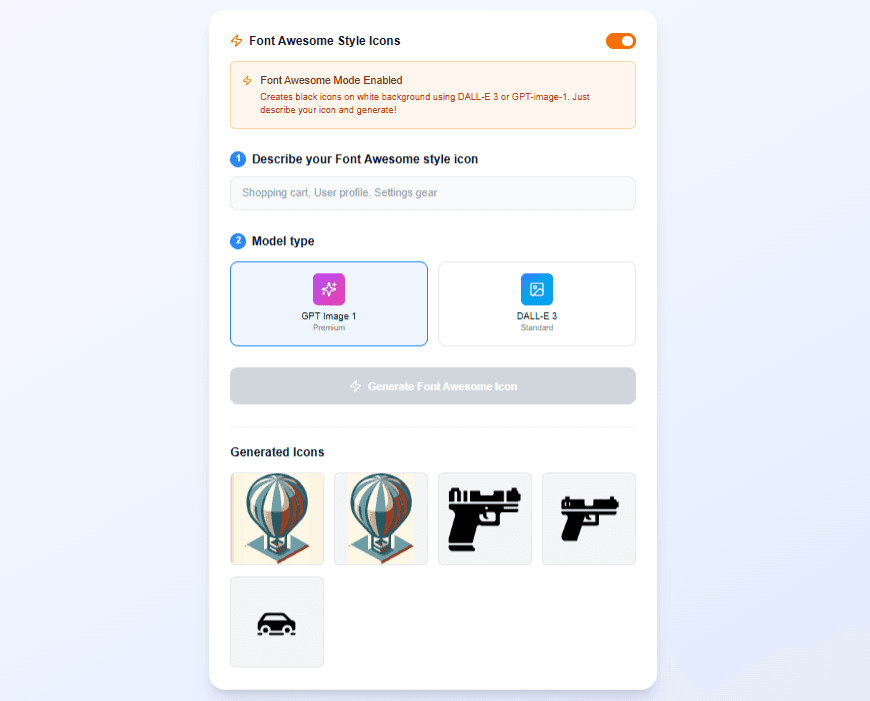 AI Icon Generation - Instant Results
